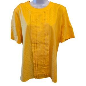 Norton mcnaughton vintage 12 yellow polkadot frill blouse short sleeve relaxed ^